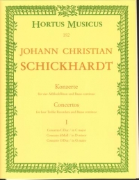 Schickhardt Concerti Vol 1 No 1-3 Recorder Ensembl Sheet Music Songbook
