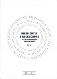 Ortiz 3 Recerdadas (1553) Alto Recorder & Piano Sheet Music Songbook