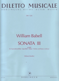 Babell Sonata No 3 G Minor Descant & Piano Sheet Music Songbook