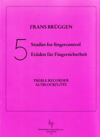 Bruggen 5 Studies For Finger Control Treble Rec Sheet Music Songbook