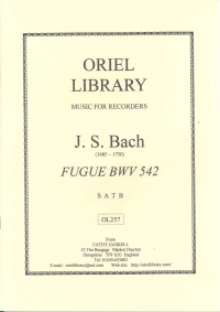 Bach Fugue Bwv542 4 Recorders Sheet Music Songbook