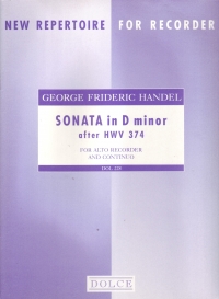 Handel Sonata Dmin After Hwv374 Alto Recorder Sheet Music Songbook