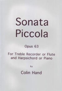 Hand Sonata Piccola Op63 Treble Recorder Sheet Music Songbook