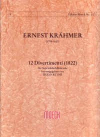 Krahmer 12 Divertimenti Soprano Recorder Sheet Music Songbook