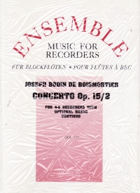 Boismortier Concerto Op15 / 2 C Minor  4 Recorders Sheet Music Songbook