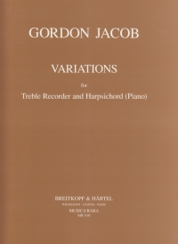 Jacob Variations Treble Recorder & Harpsichord Sheet Music Songbook