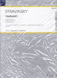 Stravinsky Pastorale Recorder Quartet Attb Sc/pts Sheet Music Songbook