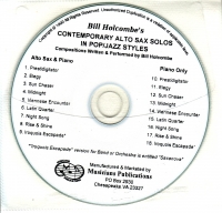Contemporary Alto Sax Solos Pop/jazz Cd Only Sheet Music Songbook
