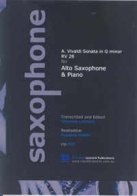 Vivaldi Sonata Gmin Rv28 Alto Sax & Piano Sheet Music Songbook