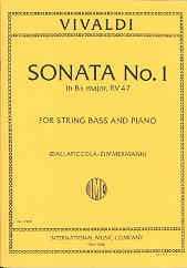 Vivaldi Sonata No 1 Bb String Bass Sheet Music Songbook