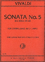 Vivaldi Sonata No 5 E Minor String Bass Sheet Music Songbook