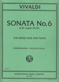 Vivaldi Sonata No 6 Bb String Bass Sheet Music Songbook