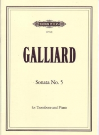 Galliard Sonata No 5 Dmin Trombone & Piano Sheet Music Songbook