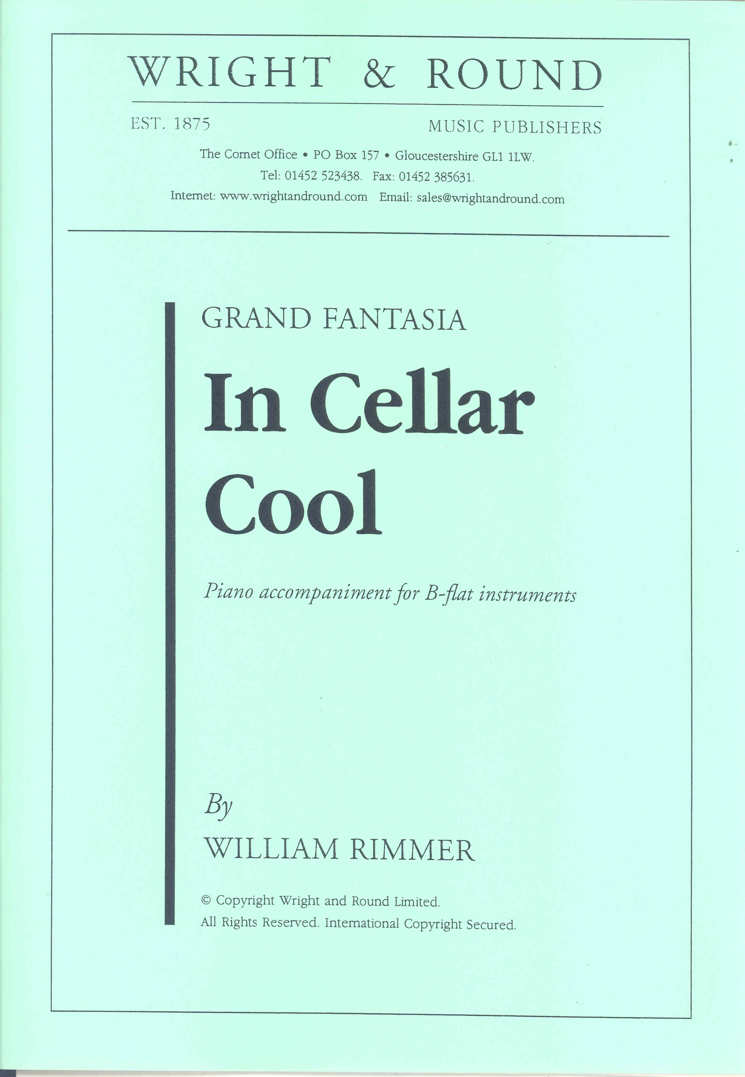 Rimmer In Cellar Cool (air & Variations) Trombone Sheet Music Songbook