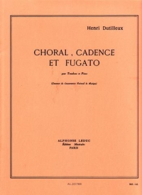 Dutilleux Choral Cadence & Fugato Trombone & Piano Sheet Music Songbook