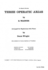 Wagner Three Operatic Arias For Euphonium T/clef Sheet Music Songbook