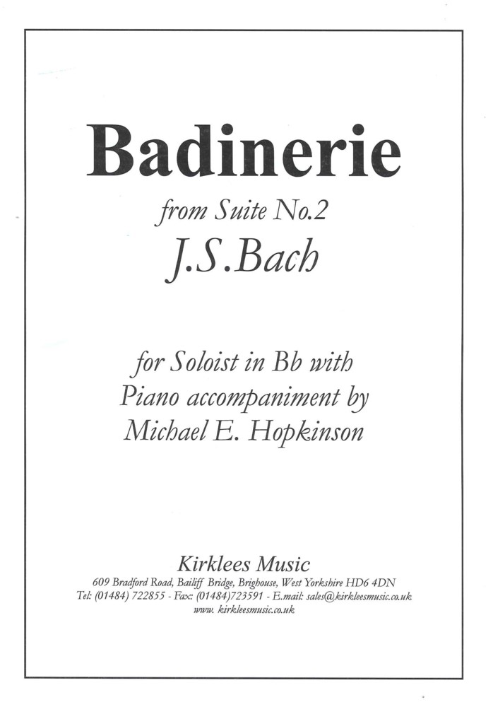 Bach Badinerie (suite No 2) Cornet & Piano Sheet Music Songbook