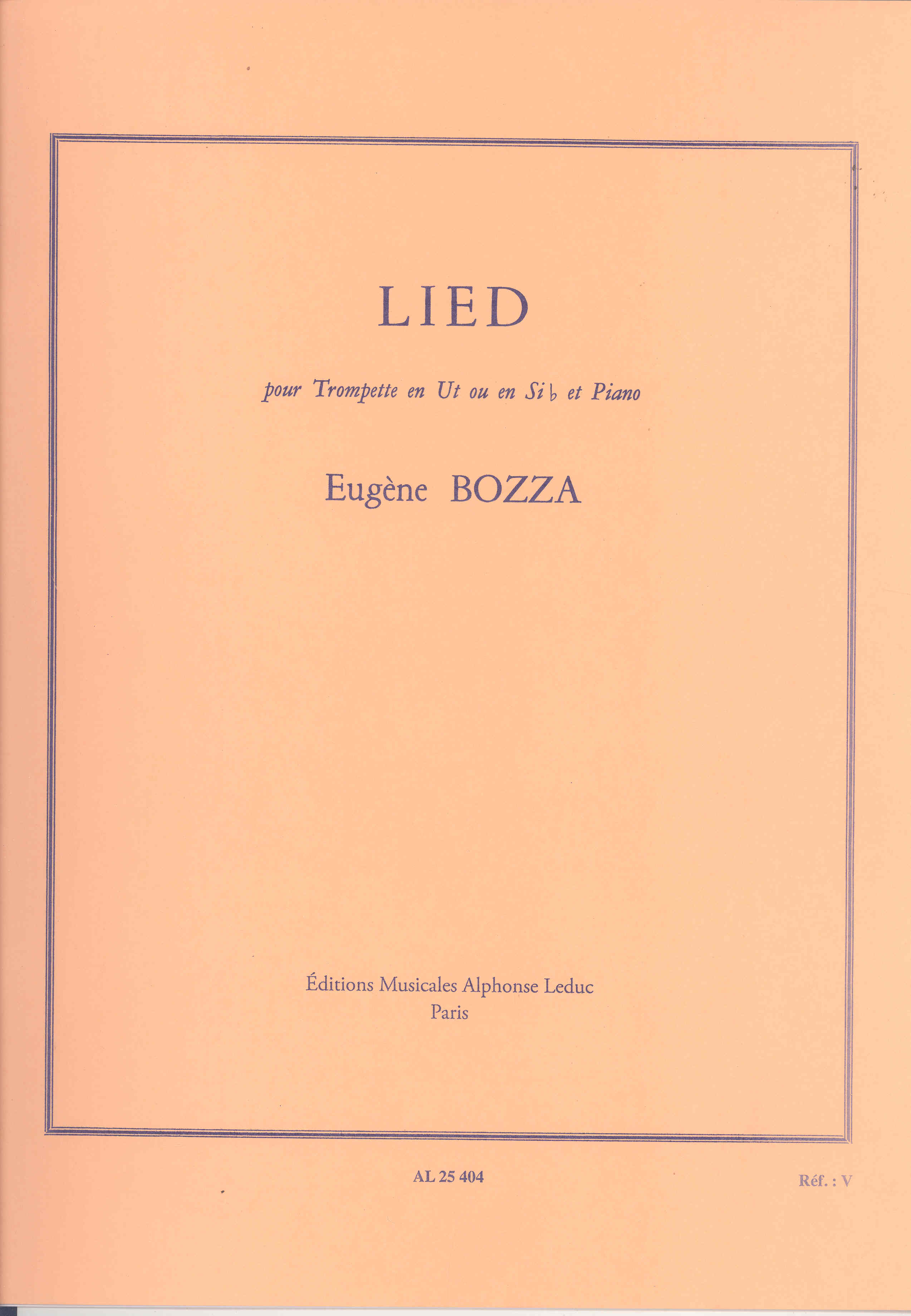 Bozza Lied G Trumpet Sheet Music Songbook