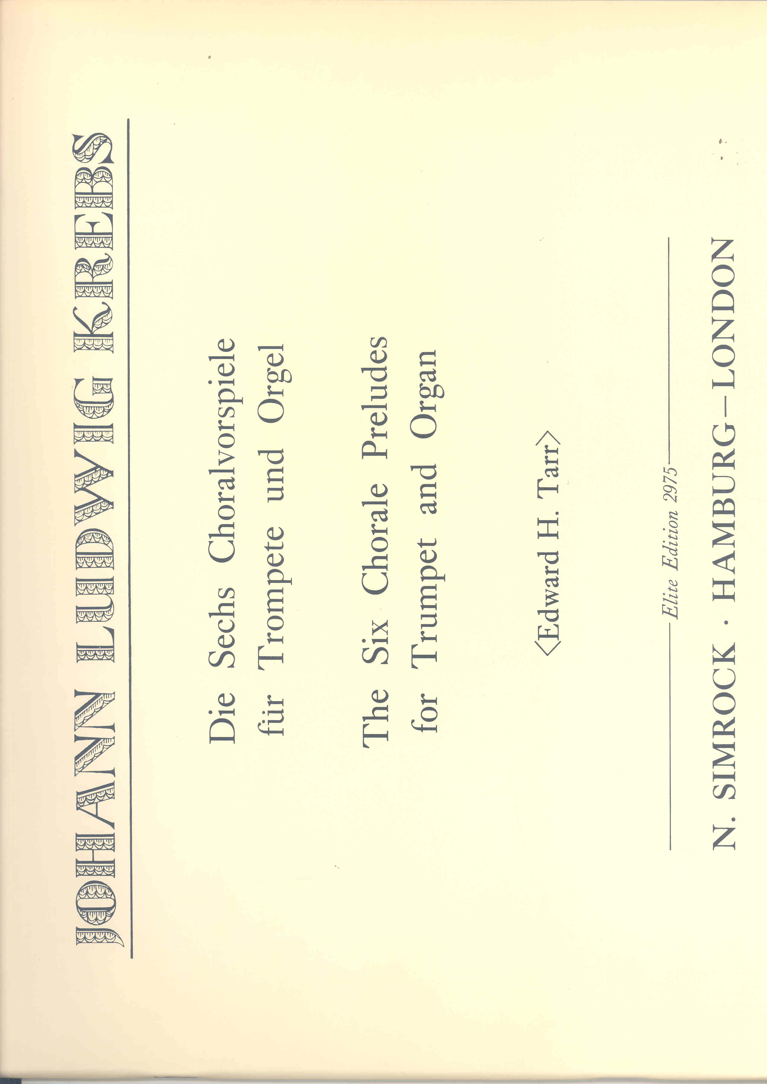 Krebs 6 Choralepreludes For Trumpet And Organ Sheet Music Songbook