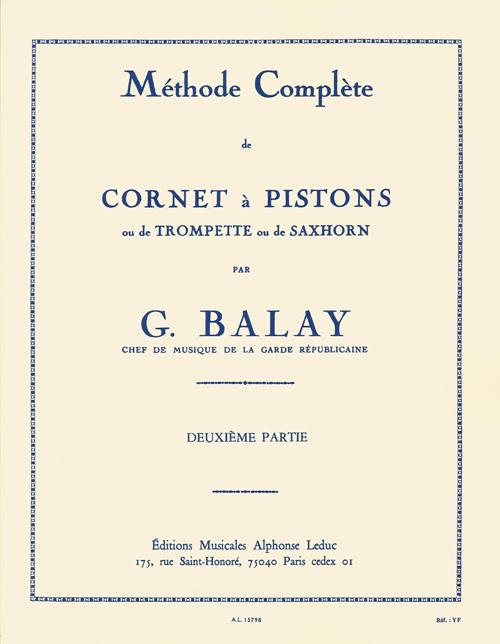 Balay Methode Complete De Cornet A Pistons Vol 2 Sheet Music Songbook