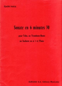 Pascal Sonate En 6 Minutes 30 For Tuba & Bass Tbn Sheet Music Songbook