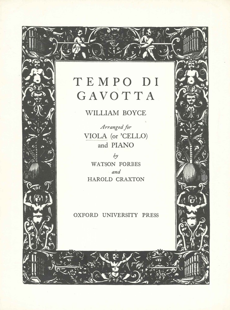 Boyce Tempo Di Gavotte Forbes/craxton Viola Sheet Music Songbook