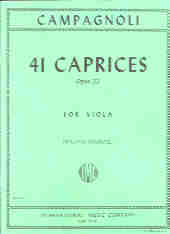 Campagnoli 41 Caprices Op22 Viola Sheet Music Songbook