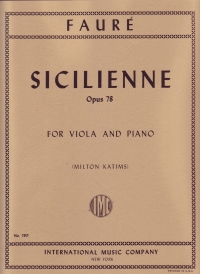 Faure Sicilienne Op78 Viola & Piano Katims Sheet Music Songbook