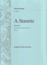 Stamitz Concerto No 3 G Lebermann Viola & Piano Sheet Music Songbook