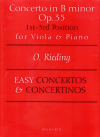 Rieding Concerto Bmin Op35 Viola & Piano Sheet Music Songbook