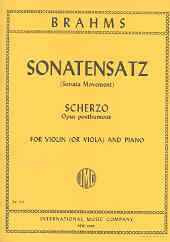 Brahms Sonatensatz & Scherzo Viola & Piano Sheet Music Songbook
