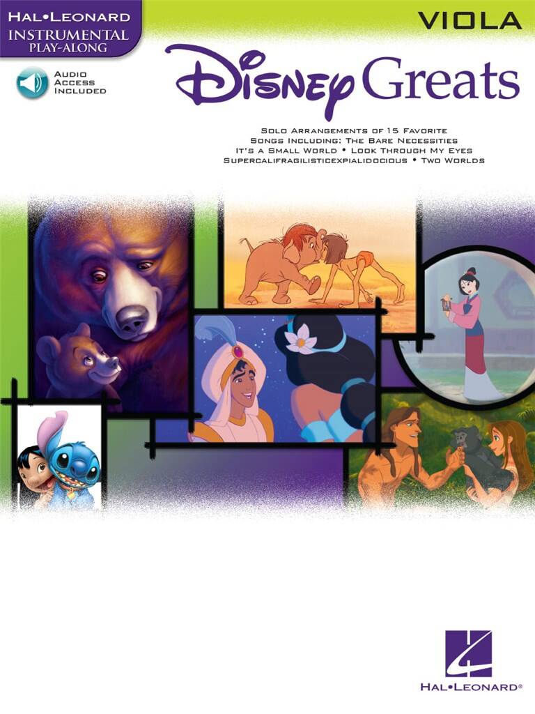 Disney Greats Book & Cd Viola Sheet Music Songbook