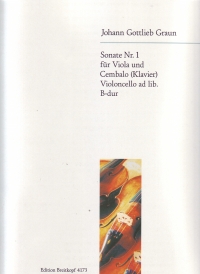 Graun Sonata No 1 Bb Wolff Viola & Piano Sheet Music Songbook
