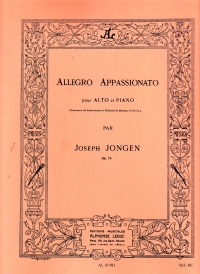 Jongen Allegro Appassionato Viola & Piano Sheet Music Songbook