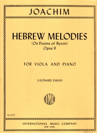 Joachim Hebrew Melodies Viola & Piano Sheet Music Songbook