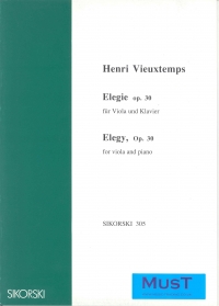 Vieuxtemps Elegy Op30 Viola & Piano Sheet Music Songbook