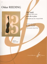 Rieding Air Varie Stahl Viola & Piano Sheet Music Songbook