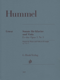 Hummel Sonata Op5 No 3 Eb Piano & Viola Sheet Music Songbook