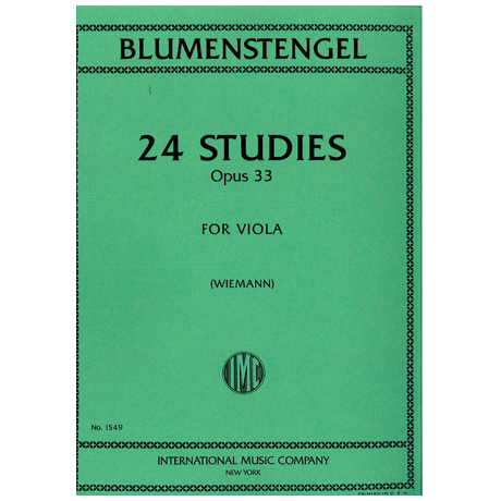 Blumenstengel 24 Studies Op 33 Viola Sheet Music Songbook