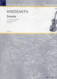 Hindemith Sonata Op25/4 Viola & Piano Sheet Music Songbook