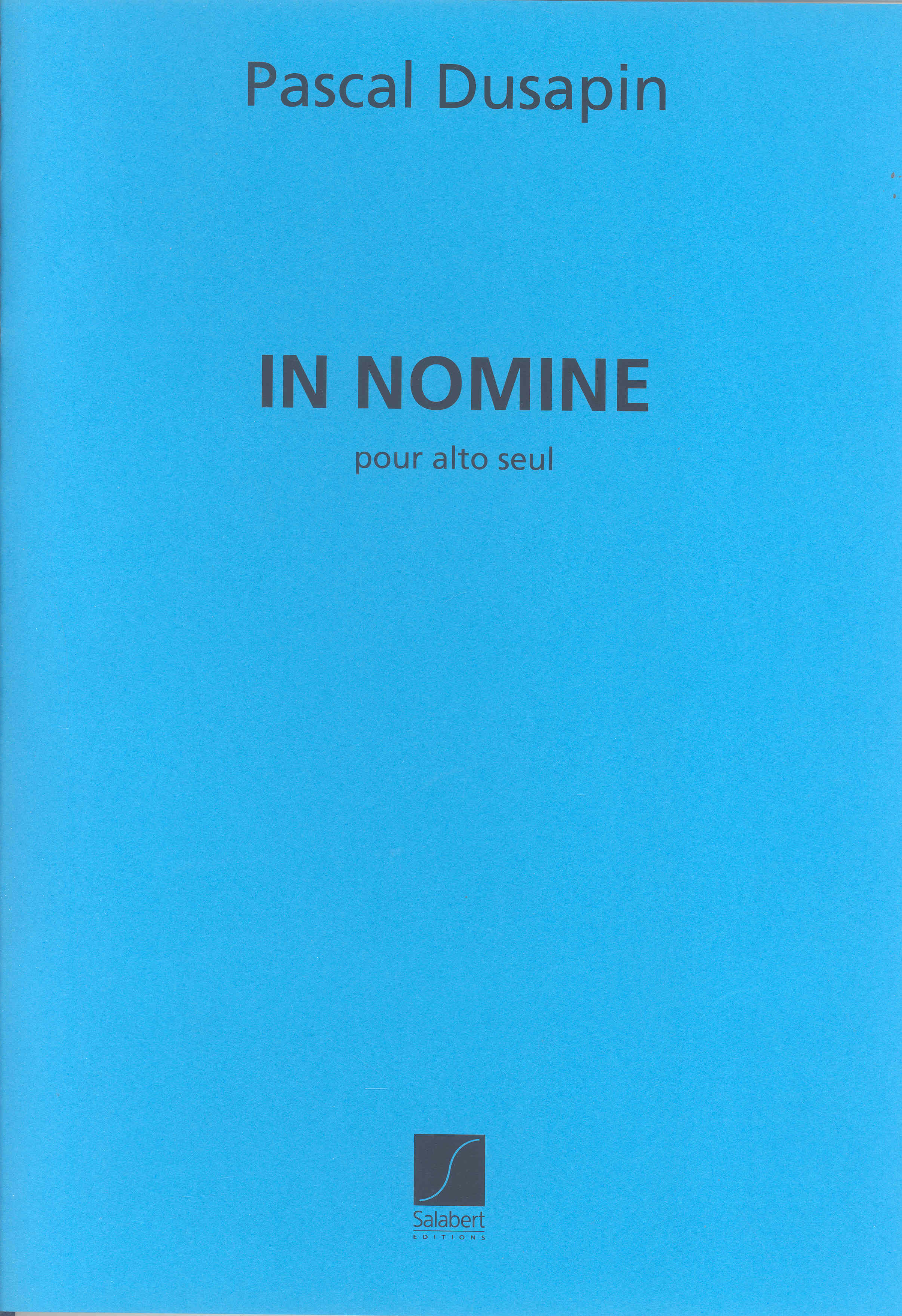 Dusapin In Nomine Viola Solo Sheet Music Songbook