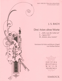 Bach Drei Arien Ohne Worte Breuer Viola & Piano Sheet Music Songbook