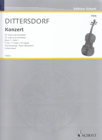 Dittersdorf Concerto F Major Krebs 168 Viola & Pf Sheet Music Songbook