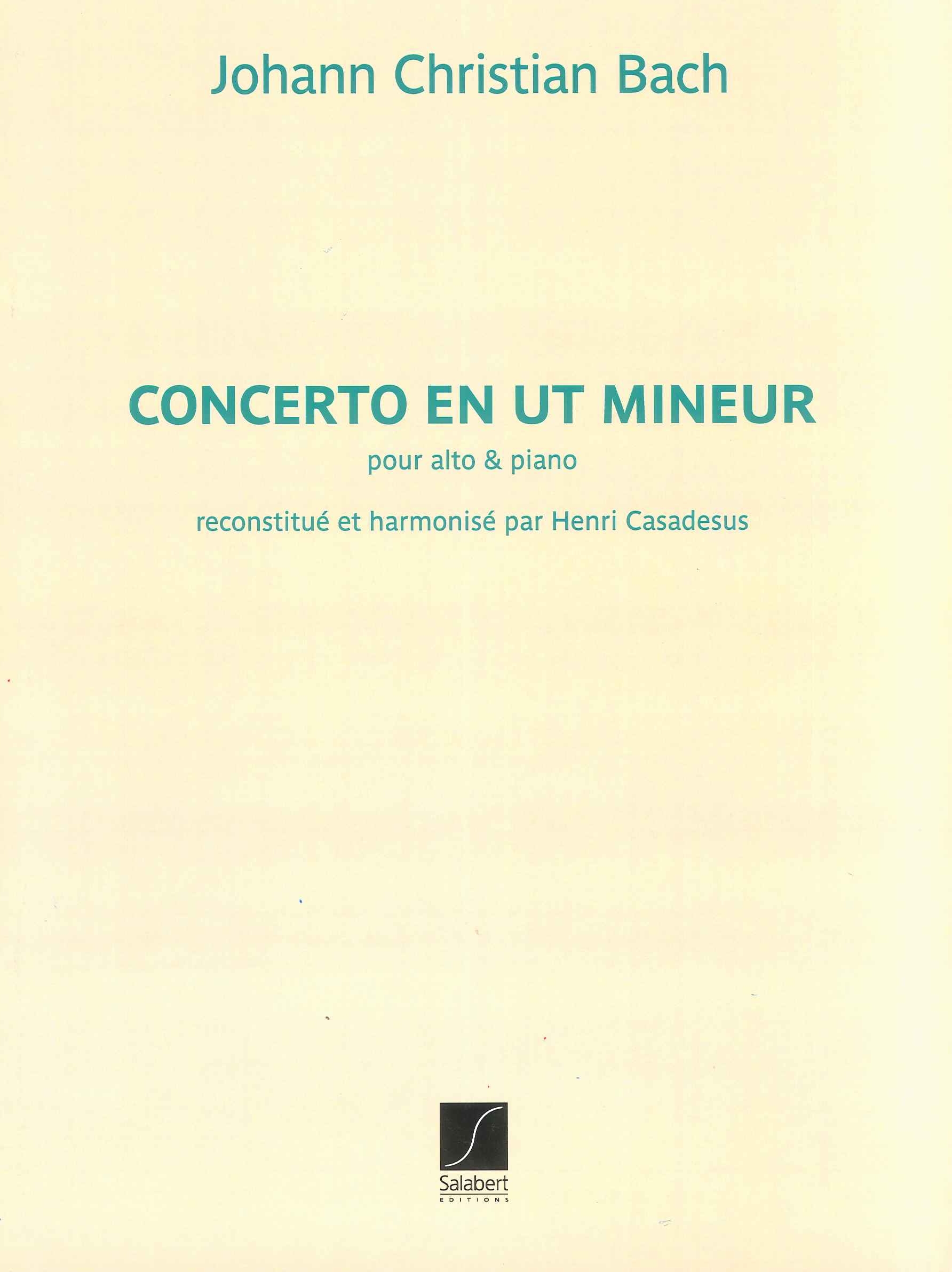 Bach Jc Concerto Cmin Edited Casadesus Vla & Pf Sheet Music Songbook