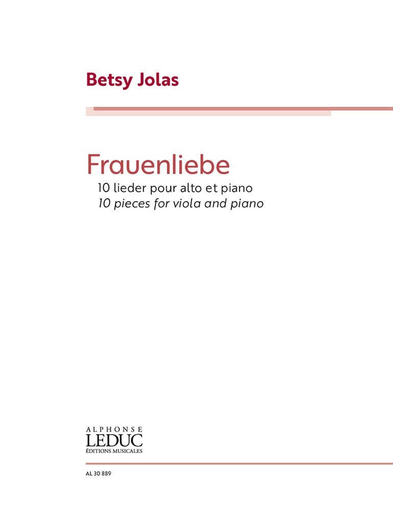 Jolas Frauenliebe Viola And Piano Sheet Music Songbook