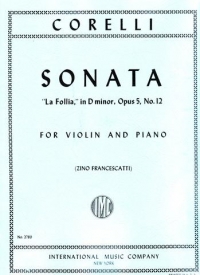 Corelli Sonata (la Follia) Francescatti Violin Sheet Music Songbook