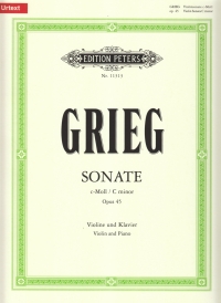 Grieg Sonata No 3 Op45 Cmin Benestad Violin Sheet Music Songbook