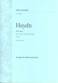 Haydn Concerto G Hob Viia/4 Violin & Piano Sheet Music Songbook