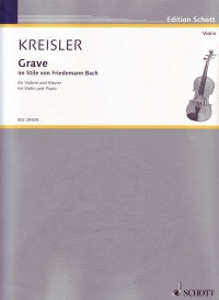 Kreisler Grave In Style Fr Bach  Violin Sheet Music Songbook