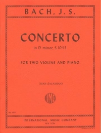 Bach Concerto Dmin Bwv1043 Galamian 2 Violins & Pf Sheet Music Songbook